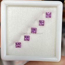 JING YUAN JEWELRY 3.45-3.55mm公主方車工粉色藍寶石五顆共重1.64ct 顏色飽和 火光滿滿