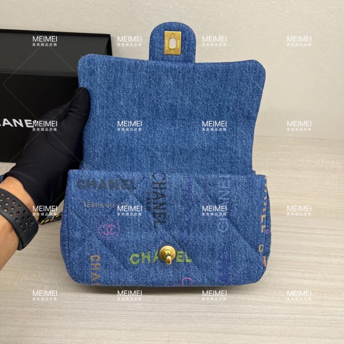 30年老店 預購 限量 CHANEL 牛仔 金鍊 口蓋包 22P 香奈兒 AS3134