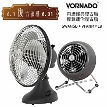 美國 VORNADO沃拿多 再造經典復古扇 SWANSB-TW 霧黑+ 摩登迷你復古扇 VFANMM19