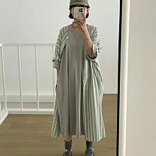 【2023山東七月號】23SS！韓國製  YOOM  直條紋配色口袋洋裝