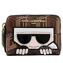 【茱麗葉精品】【全新商品】KARL LAGERFELD 卡爾 幾何印花風琴多卡夾零錢包.咖 現貨