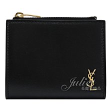 【茱麗葉精品】全新精品 YSL 專櫃商品 635265 金屬LOGO小牛皮對釦式零錢短夾.黑 現貨