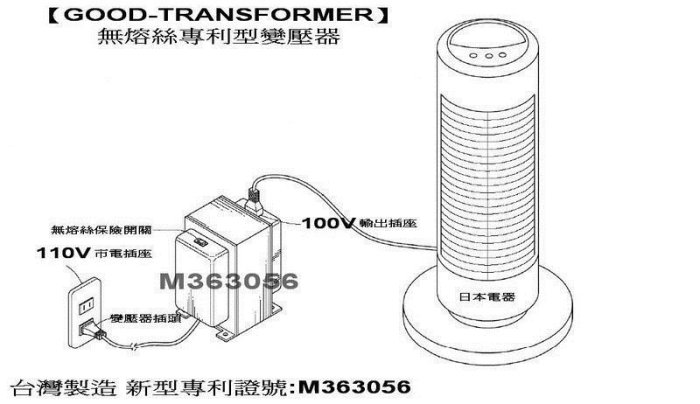 【GOOD-TRANSFORMER】日本電器 電鍋 咖啡機 水波爐專用降壓器．110V降100V~2000W『火鶴紅』