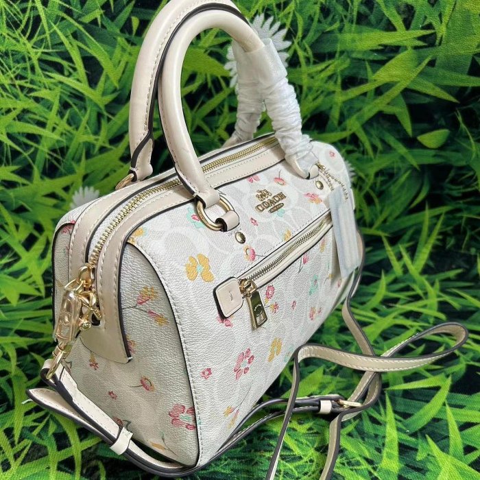 空姐Outlet代購 美國正品 Coach C8615 熱賣新款手掌紋防刮牛皮女生波士頓包 女士枕頭包 單肩斜挎手提女包 側背包  附購證