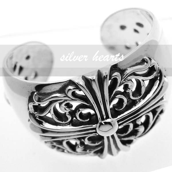 【SILVER HEARTS】Goro's Chrome Hearts 克羅心 Wide Cuff 十字花紋純銀手環手鍊