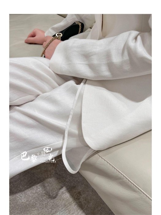 🗼巴黎小時光代購🗼無分店✈️  白套裝 尖貨 高階風格 真絲歐根紗設計感麻套裝 西裝直筒褲   BE