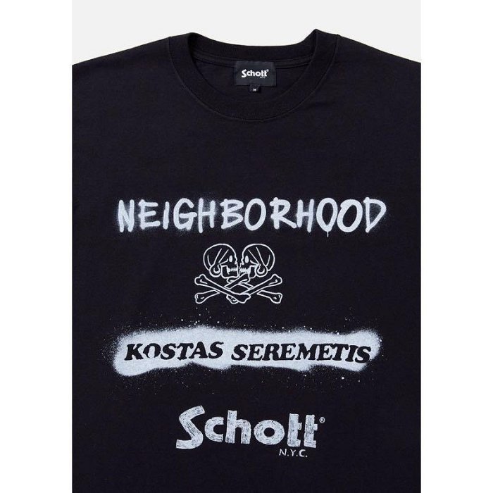 NEIGHBORHOOD NH X Schott X KOSTAS SEREMETIS . TEE LS NBHD 聯名薄