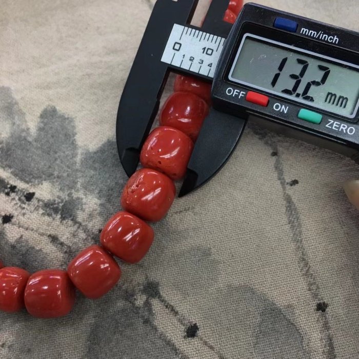 ❤妙玉生花優品購❤沙丁珊瑚桶珠塔鏈   深紅顏色  7.4～13.2mm  品質乾淨  重量88.34g