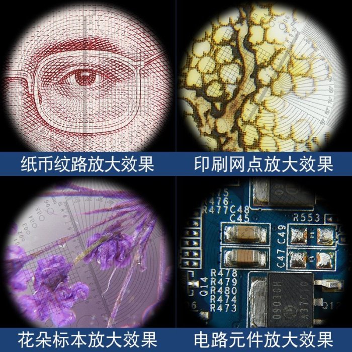 放大鏡10倍高清帶燈led便攜式桌面文玩錢幣鑒定印刷網點帶刻度100#放大鏡#高倍鏡#高清#創意#促銷