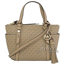 【茱麗葉精品】全新精品 MICHAEL KORS 專櫃商品 SULLIVAN MK印花防刮手提兩用包.棕色 現貨