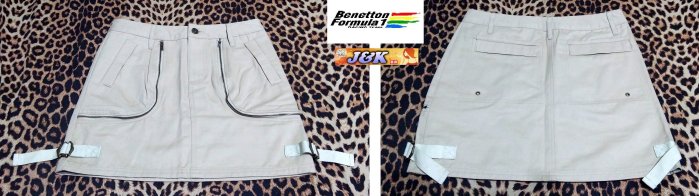 義大利  Benetton F1 班尼頓 短裙 修身 窄裙 女款-卡其-S號【J&K嚴選】LV 太陽的後裔