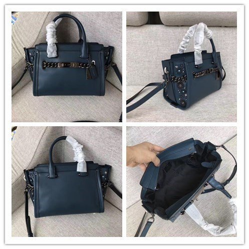 留學生like購 COACH 59097 新款 sweeger系列 鉚釘花元素 女士手提包 單肩斜跨 附購買憑證