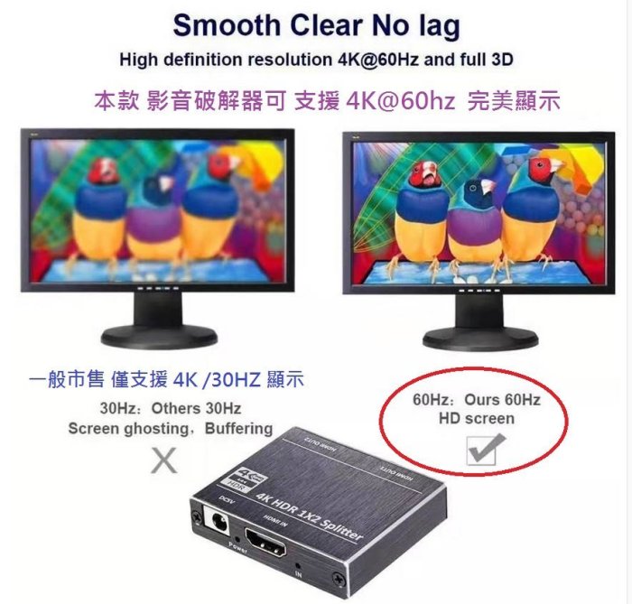 【山藝良品】hdmi2.0版4K 影音破解解決apple-tv ps4 pro xbox安博8小米盒子播放有影像無聲音