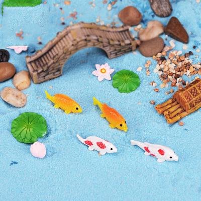 滿200出貨水族魚缸造景小動物金魚荷花荷葉裝飾品創意小魚鑰匙扣掛件