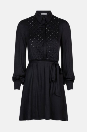 oasis 黑色緞面铆釘精緻洋裝，size UK8