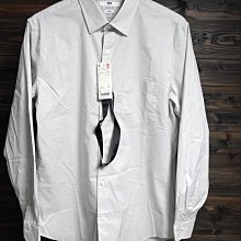CA 日本品牌 UNIQLO 全新 淺灰白格紋 長袖襯衫 L號 一元起標無底價Q144
