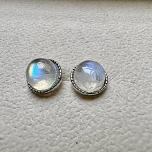 藍月光石 斯里蘭卡裸石藍月光7-10mm 原礦 耳釘 耳針 耳環