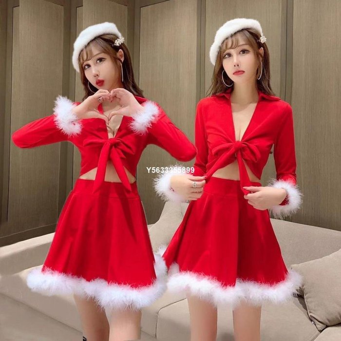 【熱賣下殺價】 洋裝新年耶誕節新款性感氣質顯瘦毛毛外套三色紅白黑+羽毛短裙收腰洋裝套裝裙