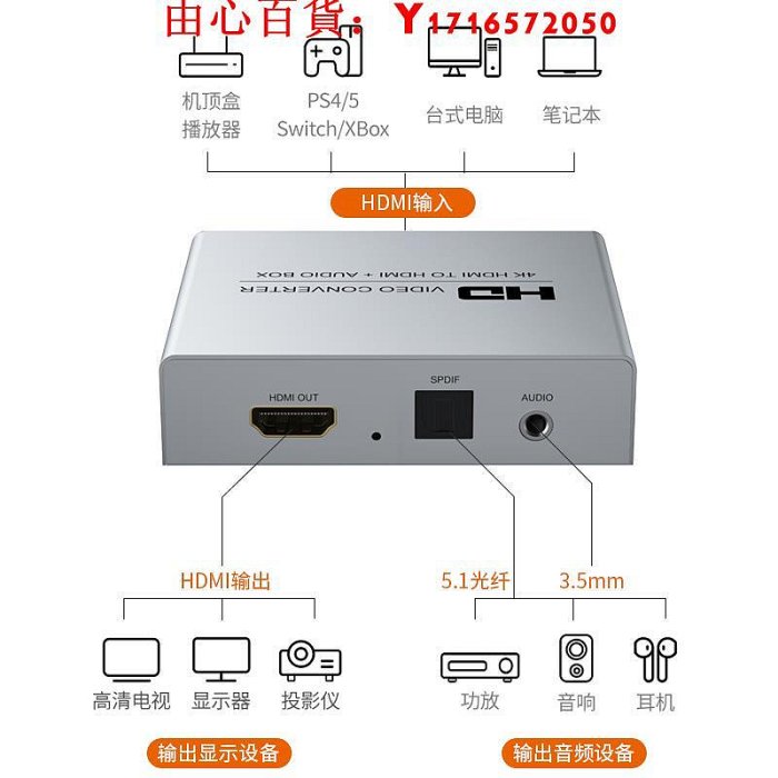 可開發票量大優惠hdmi音頻分離器高清轉3.5AUX耳機光纖5.1聲道PS4/XBOX機頂盒4K播放機PS5/