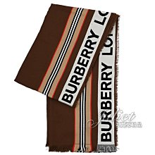 【茱麗葉精品】全新商品 BURBERRY 專櫃商品 8067362 撞色條紋印花保暖長圍巾/披肩.咖 現貨