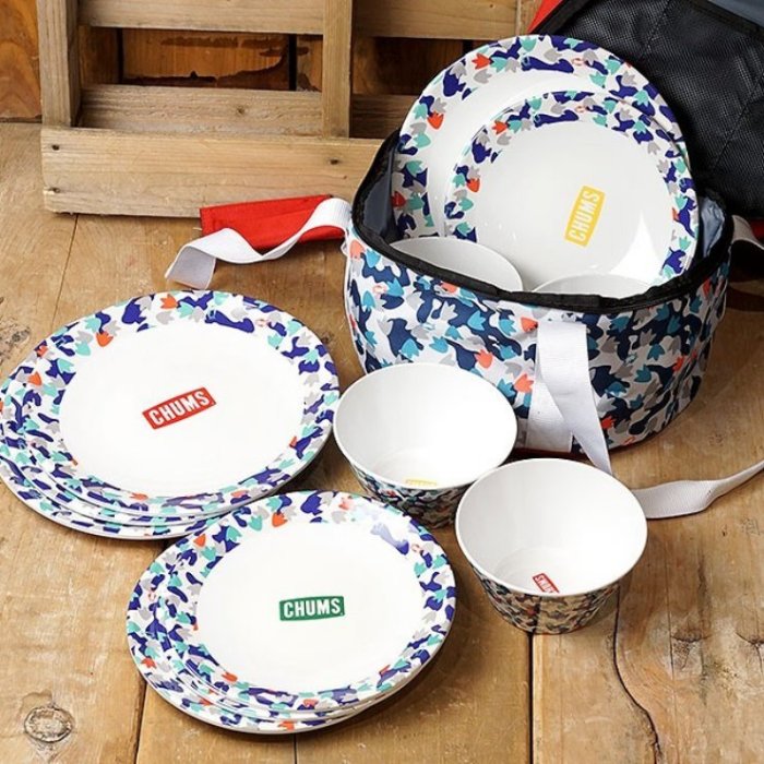 CodE= CHUMS MELAMINE DISH SET 露營餐具組(彩虹迷彩)CH62-1237 仿瓷碗