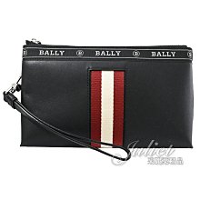 【茱麗葉精品】【全新商品】BALLY 6232064 BERYER 經典條紋牛皮拉鍊手拿包.黑 現貨