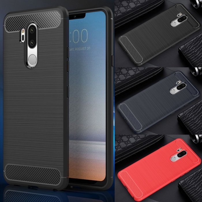 LG手機殼 Lg G7 G8 ThinQ G6 Q7 Q6 Plus 軟質防震 TPU 手機殼碳纖維質感減震保護套手機殼外殼