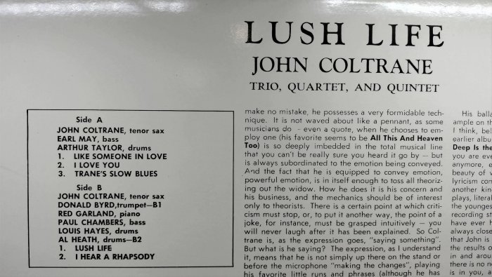 1984美版 John Coltrane Lush Life 爵士黑膠