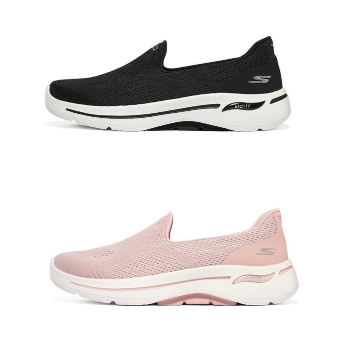 【豬豬老闆】SKECHERS GO WALK ARCH-FIT 健走鞋 懶人鞋 女鞋 黑124483BLK 粉MVE