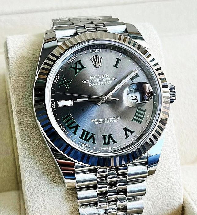 【預訂】♛Rolex126334灰綠羅 Wimbledon Dial溫布頓♛🔥Wimbledon Dial溫布頓面 綠羅馬綠色時標 舒適五株鍊 閃爍白金太陽圈