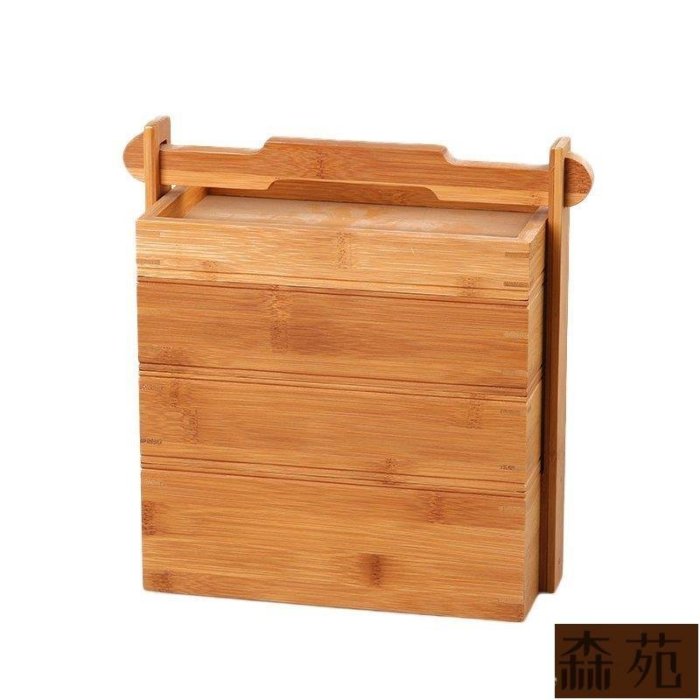 熱銷  提梁食盒 茶道收納盒 提籃 楠竹 收納盒 三層 茶具盒 多功能茶盤