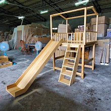 美生活館 家具訂製 客製化 全紐松 淺木色 滑梯桌 遊戲屋 小木屋