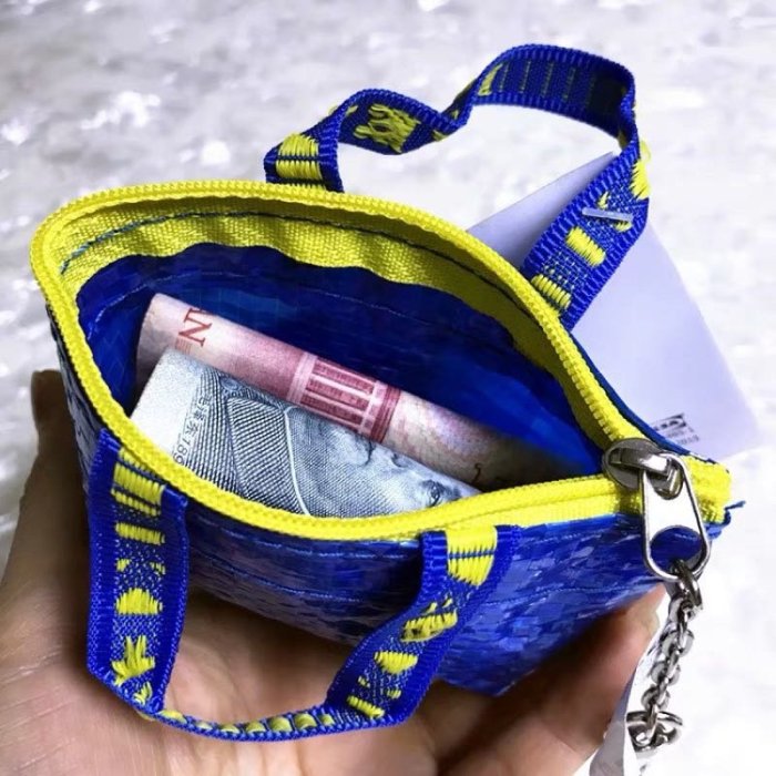 IKEA 宜家零錢包鑰匙包超迷你小收納袋小藍袋子購物袋克諾里格信用卡包