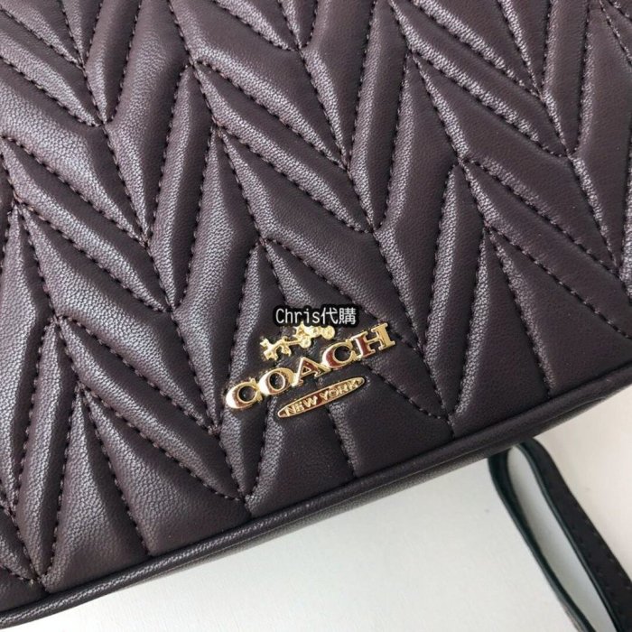 Chris精品代購 COACH 寇馳31459 鏈條相機包 小羊皮麥穗菱格紋 小香風單肩斜跨包 原裝正品 美國代購