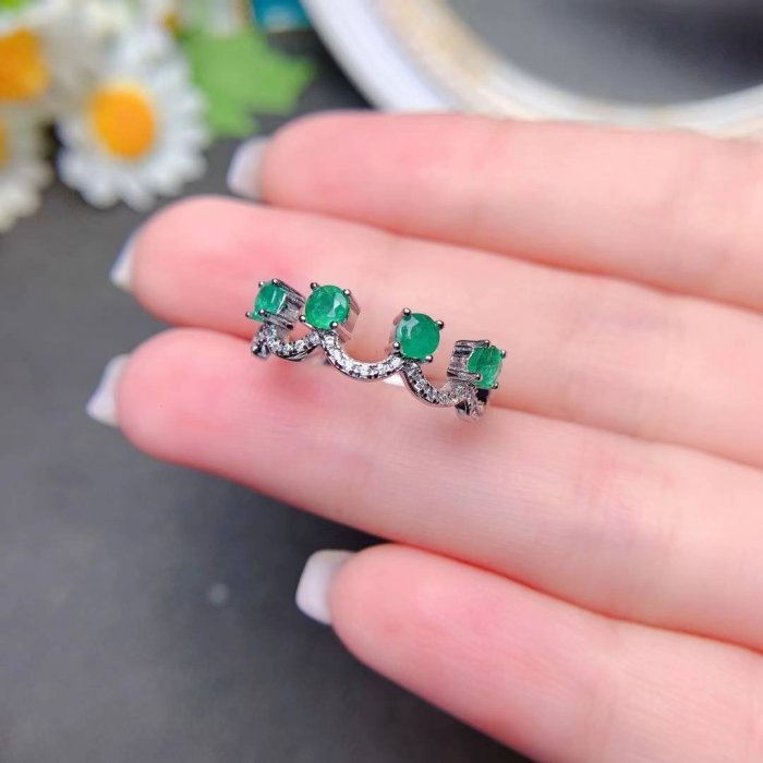 【祖母綠戒指】天然祖母綠戒指 閃亮玻璃體 氣質正綠 小皇冠設計 輕奢質感
