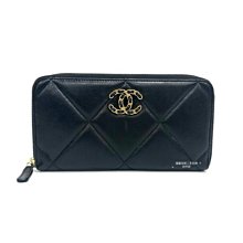 台中店  遠麗精品~I0966 Chanel 黑羊皮金釦8卡ㄇ拉鍊長夾AP0946