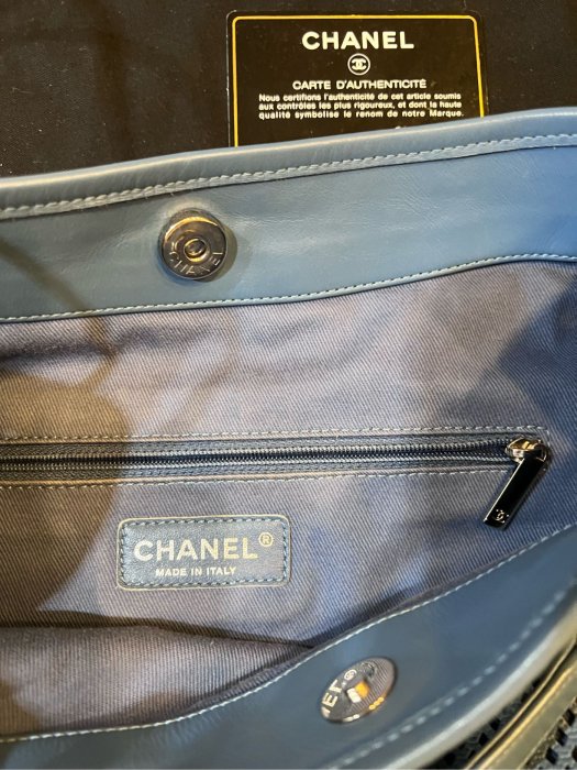 專櫃真品 Chanel tote Bag 純牛皮包 購物包 托特包 經典藍 沙灘包