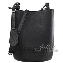 【茱麗葉精品】全新精品 BURBERRY 專櫃商品 8052851 LORNE 烙印LOGO牛皮斜背水桶包.黑 預購