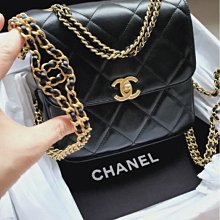 CHANEL Ado 小羊皮後背包CC 鍊帶 黑