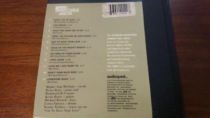 MIGHTY SAM McCLAIN GIVE IT UP TO LOVE 經典發燒人聲藍調罕見盤XRCD錄音音質更上層樓絕版稀有專輯1993年JVC錄音