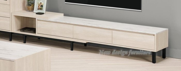 【N D Furniture】台南在地家具-木心板刷白木紋大理石紋面180cm伸縮電視櫃MC