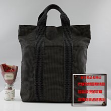 優買二手精品名牌店 HERMES HERLINE 黑 鐵灰 帆布 H LOGO 多口袋 拉鍊 手提包 公事包 帆布包 電腦包 booktote 美品