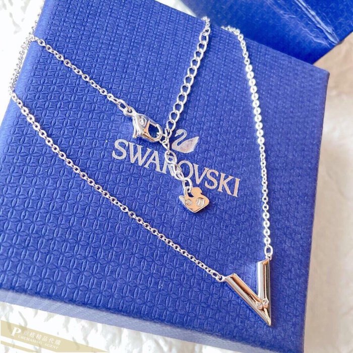 雅格精品代購 Swarovski 施華洛世奇 新款美麗V字LOGO水晶項鍊 歐美代購