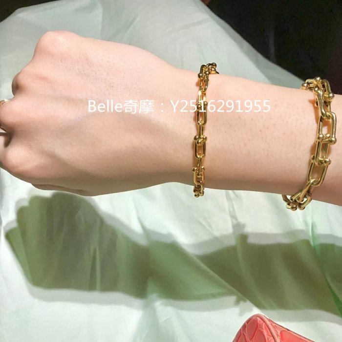 二手正品 Tiffany 蒂芙尼 Tiffany HardWear粗版手鍊 18玫瑰金 黃金手鍊 GRP09437