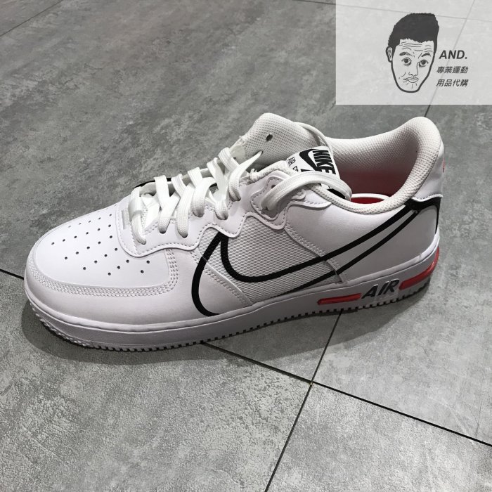 AND.】NIKE AIR FORCE 1 REACT D/MS/X 白紅休閒運動男款CD4366-100