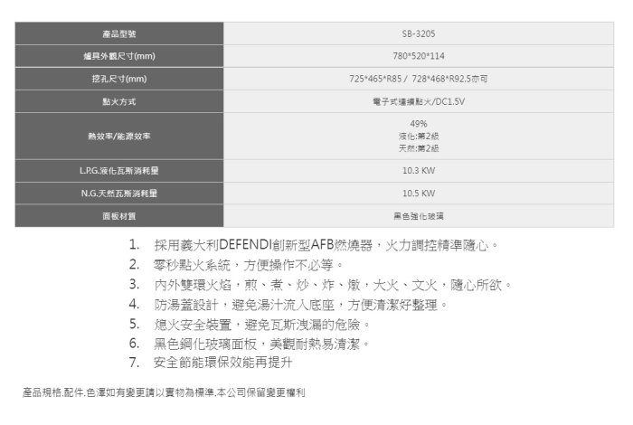 魔法廚房 豪山牌 SB-3205 三口歐化檯面玻璃爐 三口瓦斯爐 北北基免運費 原廠保固