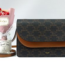 優買二手精品名牌店 CELINE TRIOMPHE STRAP WOC 老花 凱旋門 肩背包 腋下包 斜背包 信封包 美