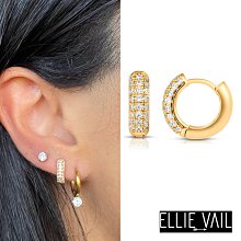 ELLIE VAIL 邁阿密防水珠寶 金色細緻鑲鑽小圓耳環 Yolanda Huggie Hoop