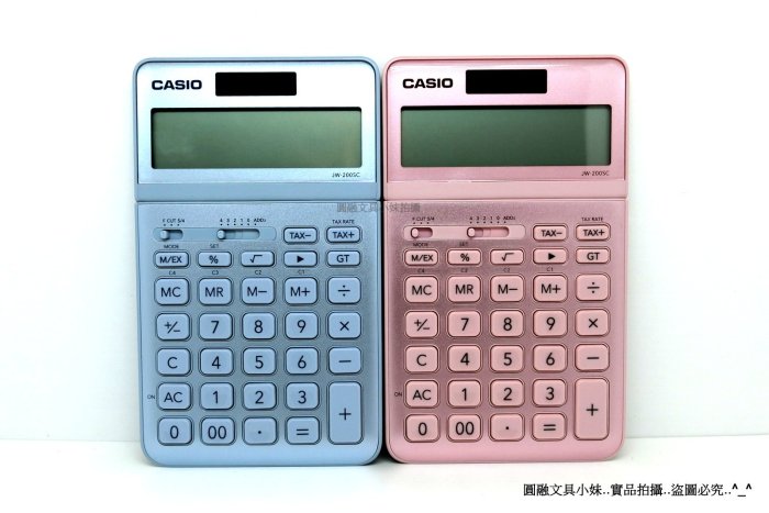 【圓融文具小妹】CASIO 卡西歐 計算機 12位大螢幕 可掀式面版 太陽能 粉紅/水藍 JW-200SC $950