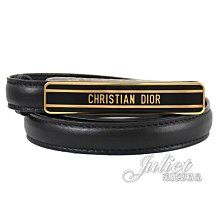 【茱麗葉精品】全新商品 Dior 專櫃商品 黑色金屬LOGO釦飾超窄版穿釦皮帶.黑 現貨